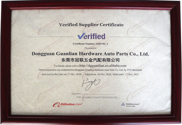 La Cina Dongguan Guanlian Hardware Auto Parts Co., Ltd. Certificazioni